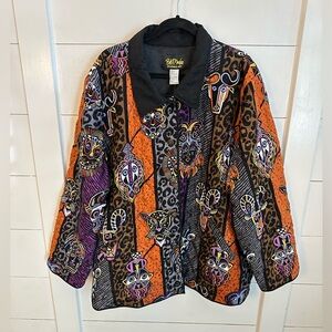 NWT BOB MACKEY 3X Silk Aztec colorful woman art 2 wear animal print jacket